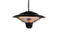 Zwarte hangende Heatix terrasverwarmer of heater met 1500 Watt en afstandsbediening