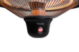 aan/uit knop van de Zwarte hangende Heatix terrasverwarmer of heater met 1500 Watt